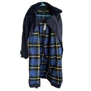 🆕 Abercrombie & Fitch Navy Blue Trench Coat Womens Size Small